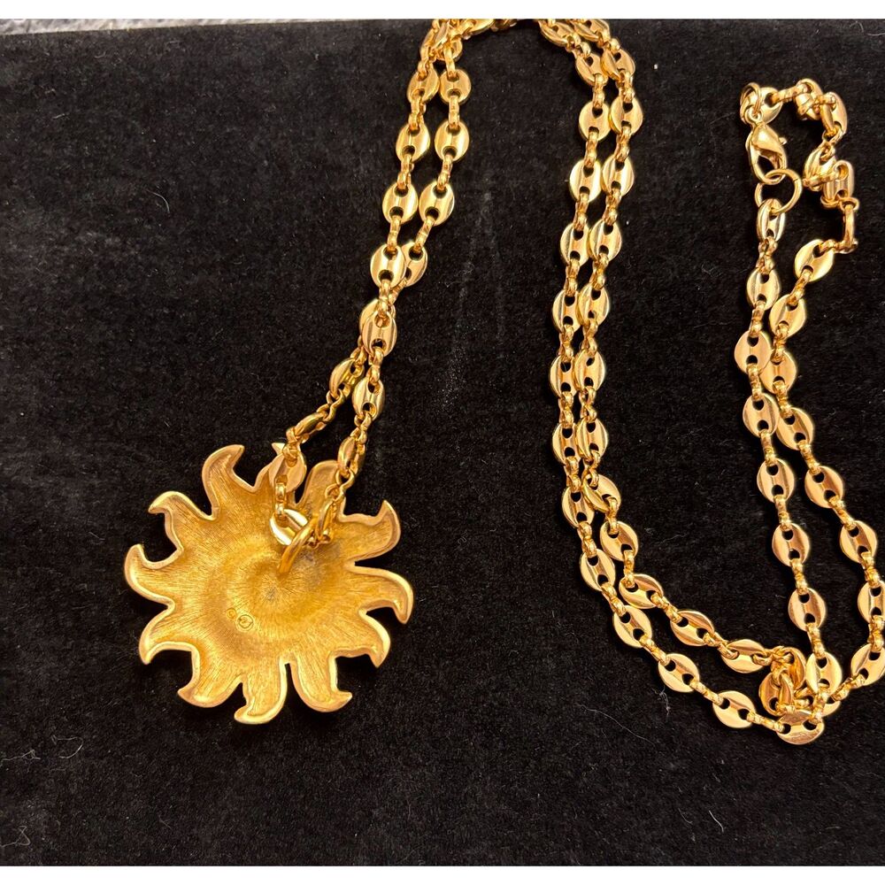 Swarovski Crystal Pavé Sun Swirl Double Strand Mariner Link Necklace - Picture 6 of 7